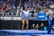 Jordan Chiles at the 2025 NCAA Women's Gymnastics Championships - Source: Getty